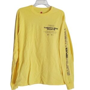 Twenty One Pilots Shirt Mens Medium Yellow Trench Long Sleeve Hanes Band Tee